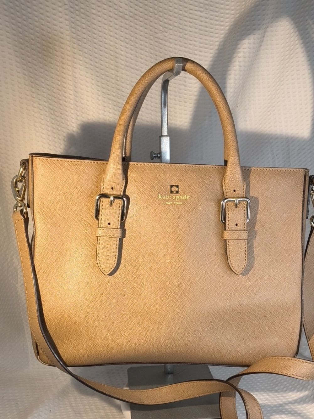 kate spade Charlotte Street Miles Tan Saffiano Leather Structured Satchel